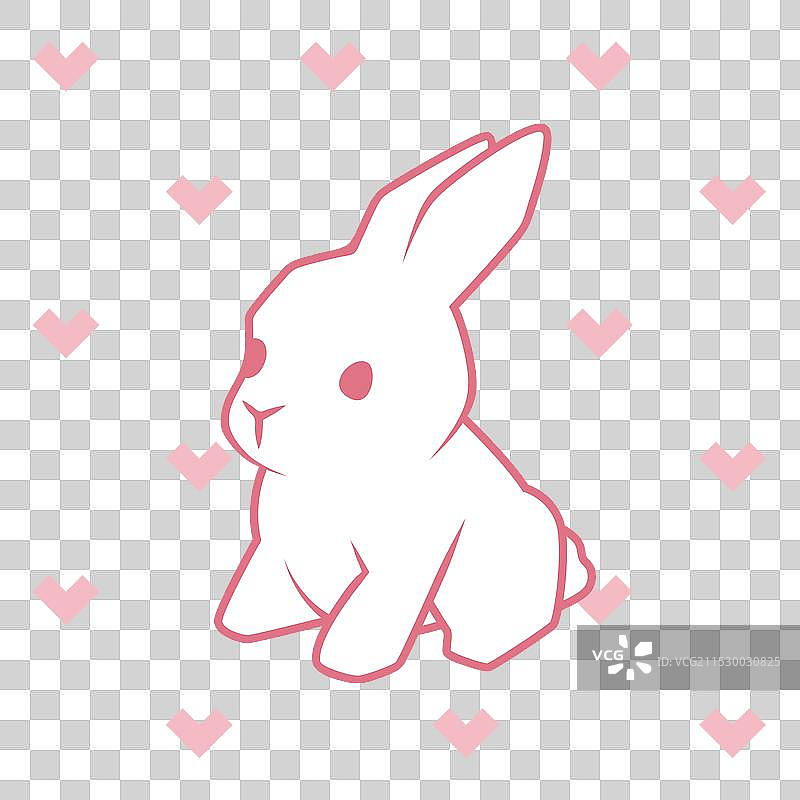 可爱的白兔轮廓在柔和的粉色背景上图片素材