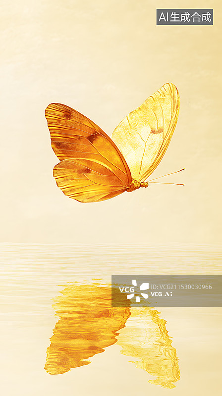【AI数字艺术】AIGC：金色的蝴蝶图片素材