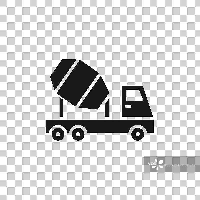 水泥车线条图标，背景为白色图片素材