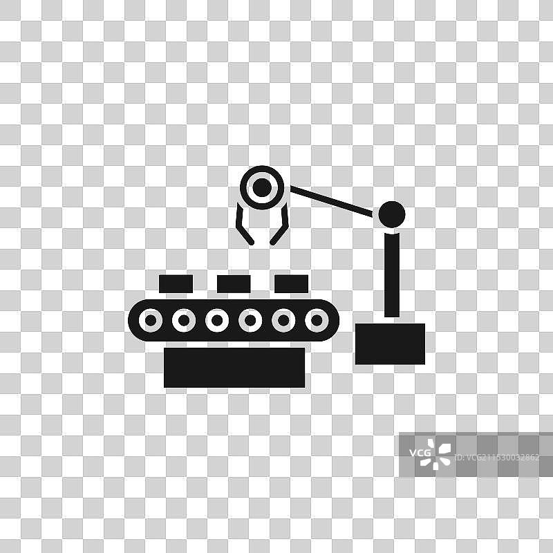 工业机器人线条图标，背景为白色图片素材