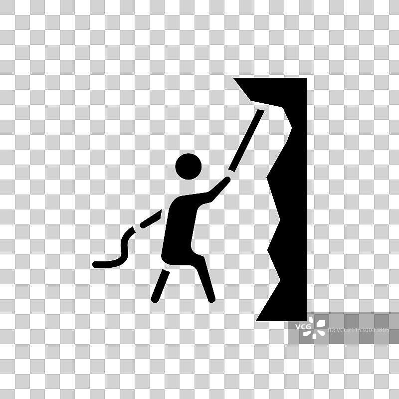 攀爬的人物线条图标，背景为白色图片素材