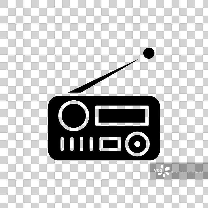 白色背景上的无线电线条图标图片素材