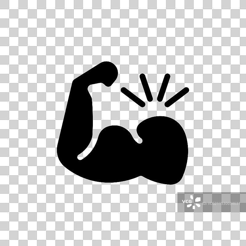 强壮手臂线条图标，背景为白色图片素材