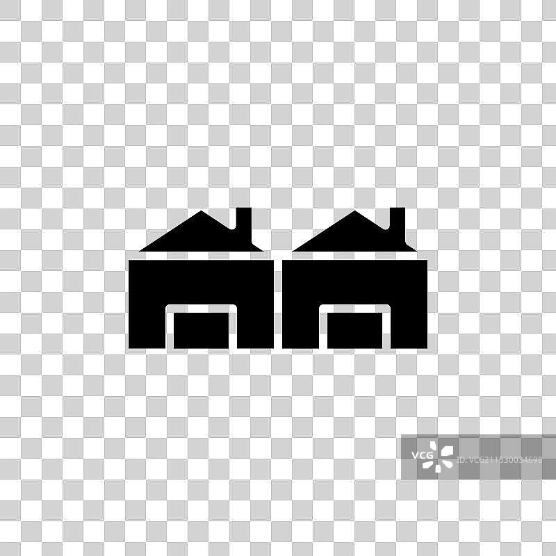 排屋线条图标，背景为白色图片素材