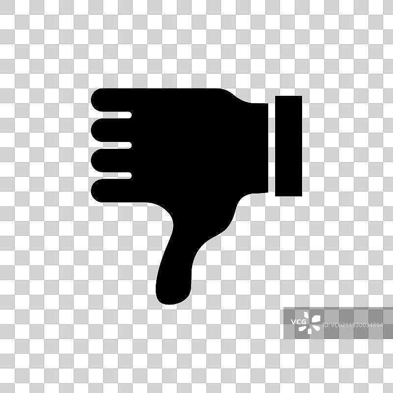 白色背景上的向下拇指线条图标图片素材