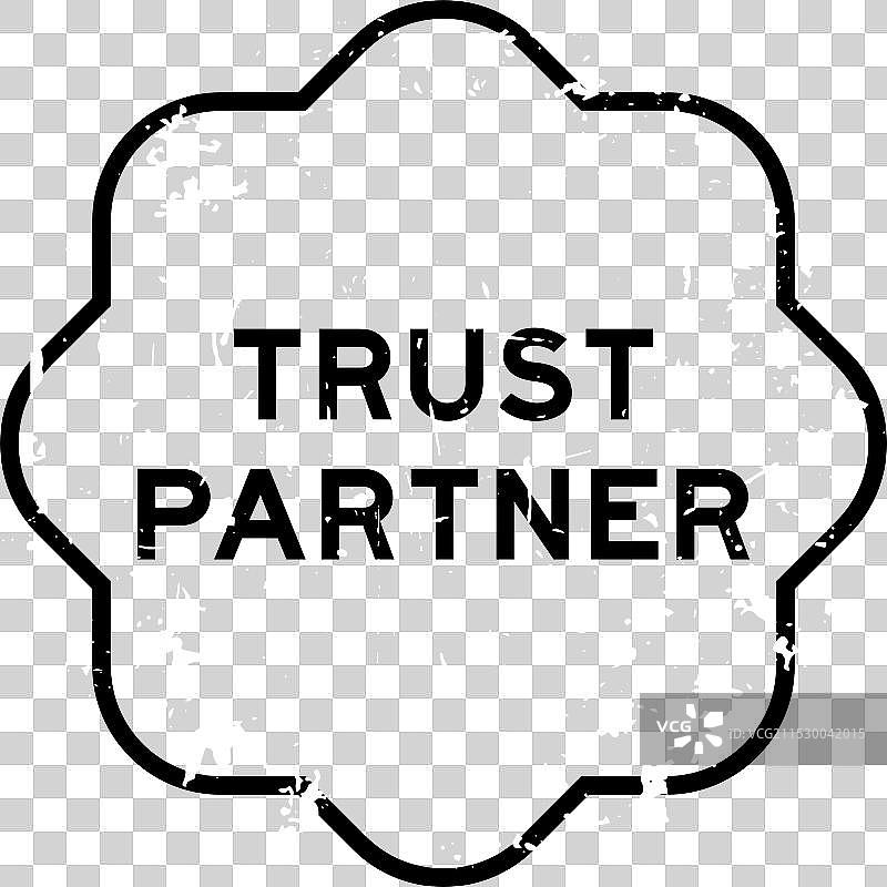 磨损的黑色信任伙伴字样橡胶印章图片素材