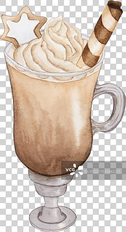 一杯热巧克力，上面加了奶油图片素材