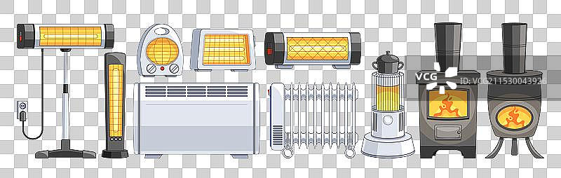 各种家用取暖设备的展示合集图片素材