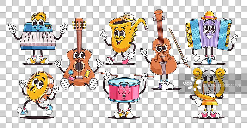 可爱的面孔的卡通乐器图片素材