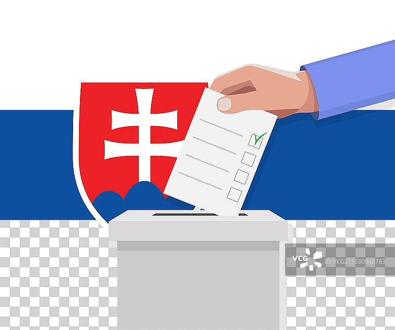 斯洛伐克选举概念，手放置选票图片素材