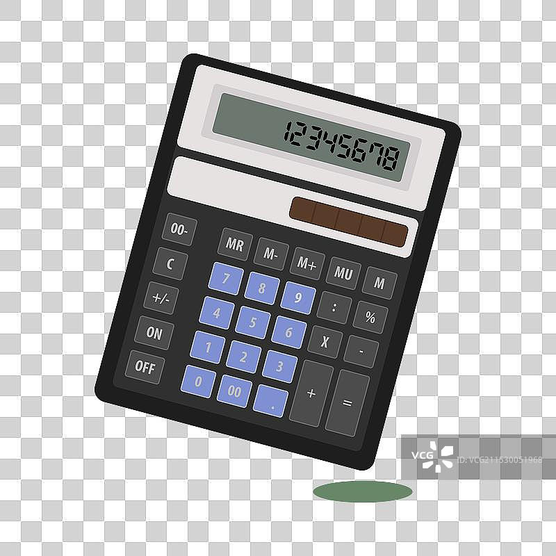 绿色背景上的带阴影计算器图片素材