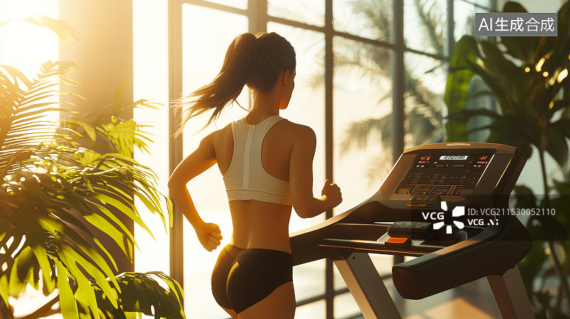 【AI数字艺术】晨光中的健身女性图片素材