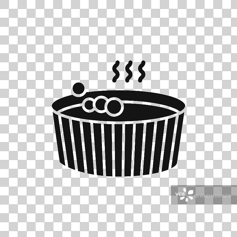 热水按摩浴缸图标符号，背景为白色图片素材