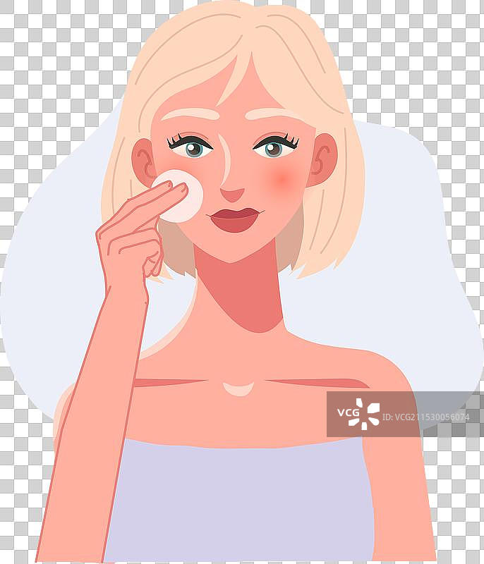 护肤概念：女性卸妆以保持清新肌肤图片素材