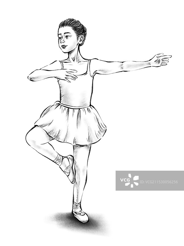 儿童少儿芭蕾舞蹈铅笔素描速写人物元素插画素材图片素材