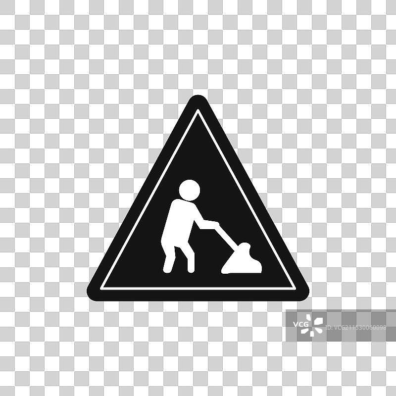 白色背景上的施工道路标志符号图片素材