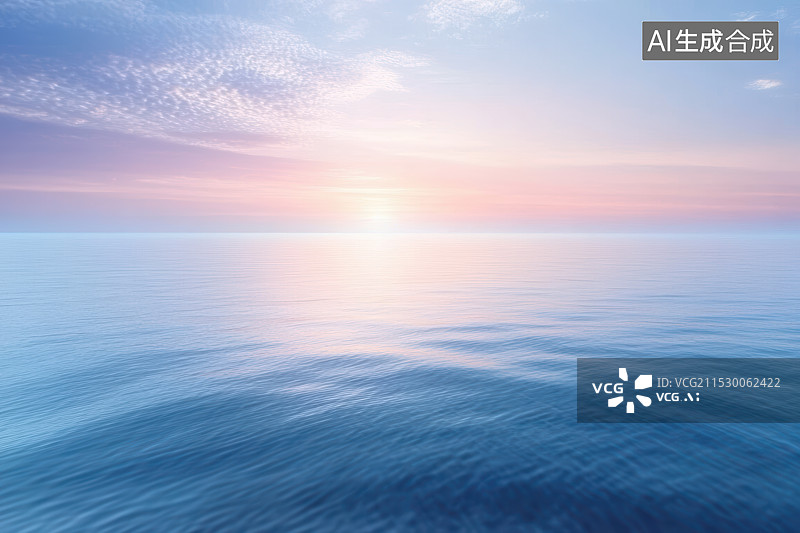 【AI数字艺术】日落时浪漫的天空映衬下的海景图片素材