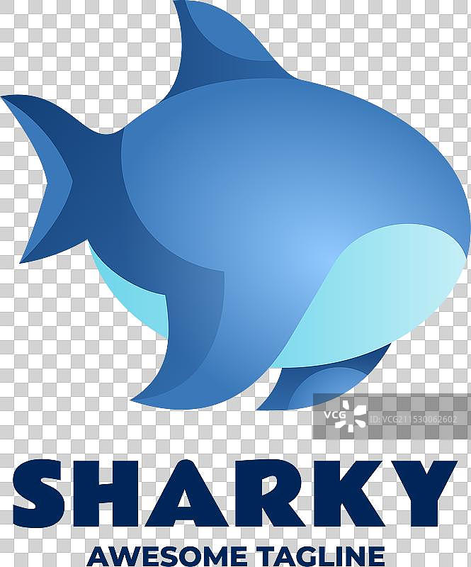 彩色渐变风格的鲨鱼标志图片素材