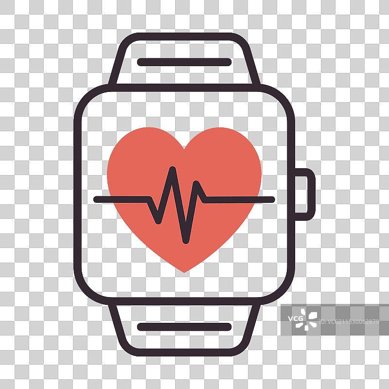 智能手表屏幕上显示心跳图标图片素材