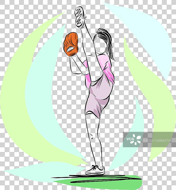 女子垒球运动员快速投球选手图片素材