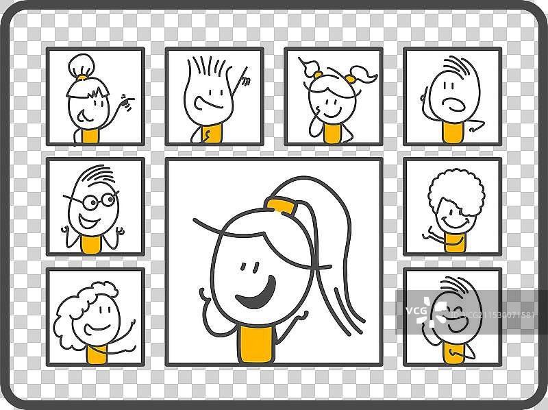 手绘涂鸦的办公室人物简笔画图片素材