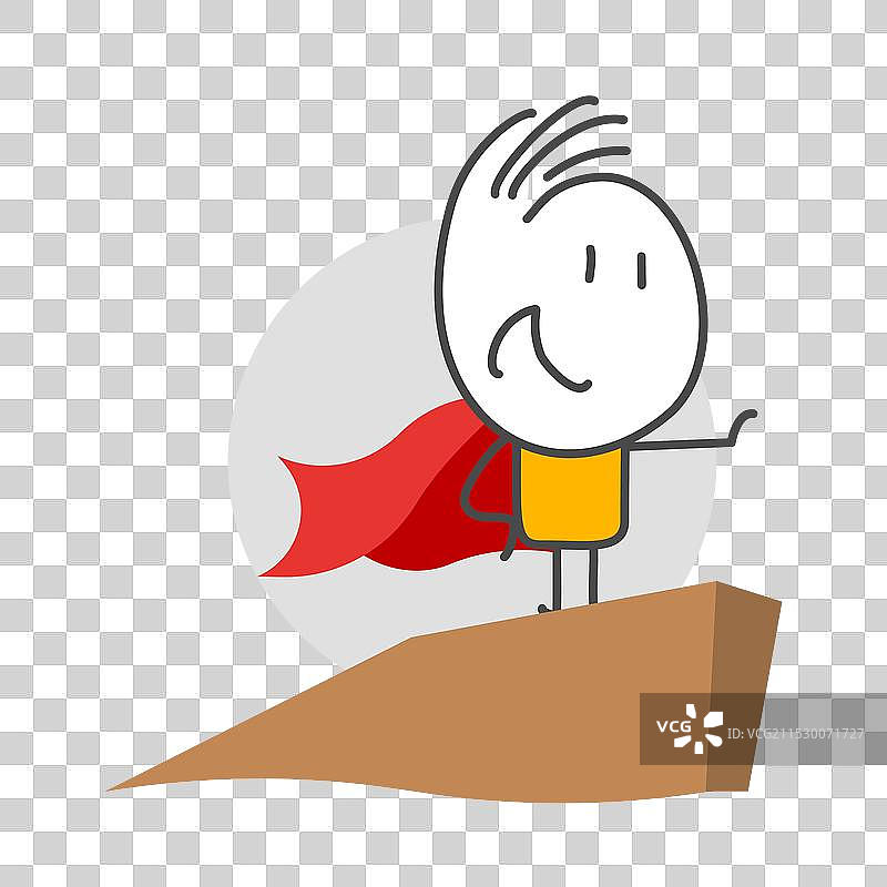 超级英雄在观察城市的手绘涂鸦图片素材