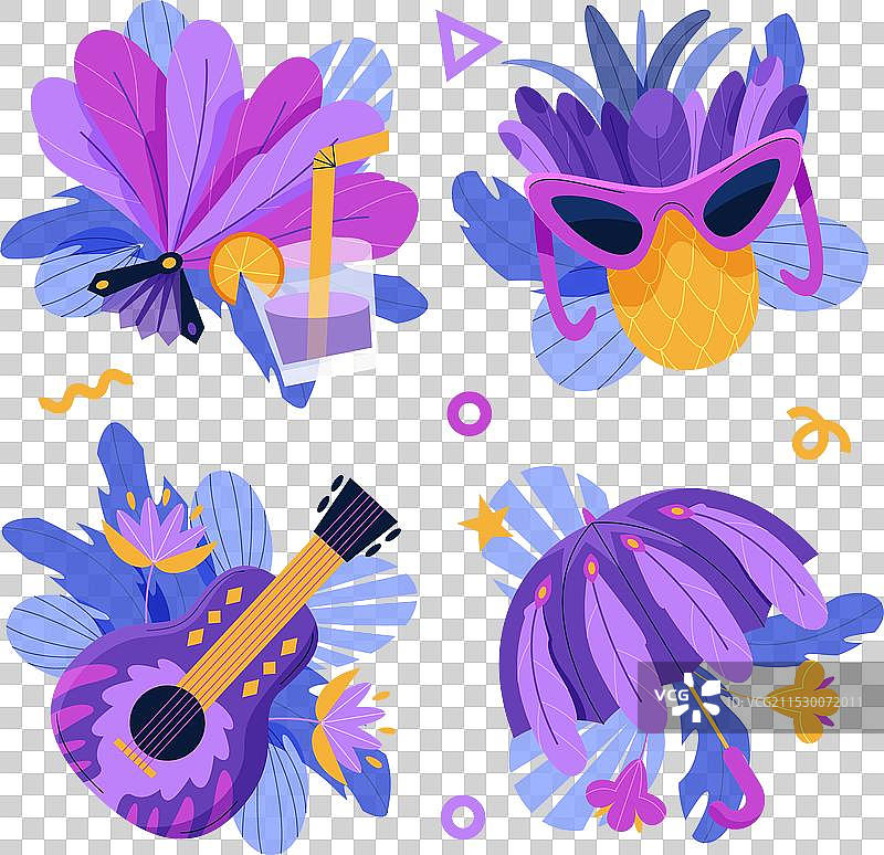 狂欢派对元素，独立于白色背景图片素材