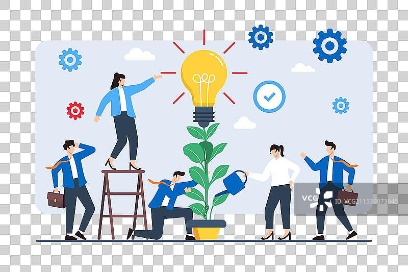 同事们在播种创意的平面图图片素材