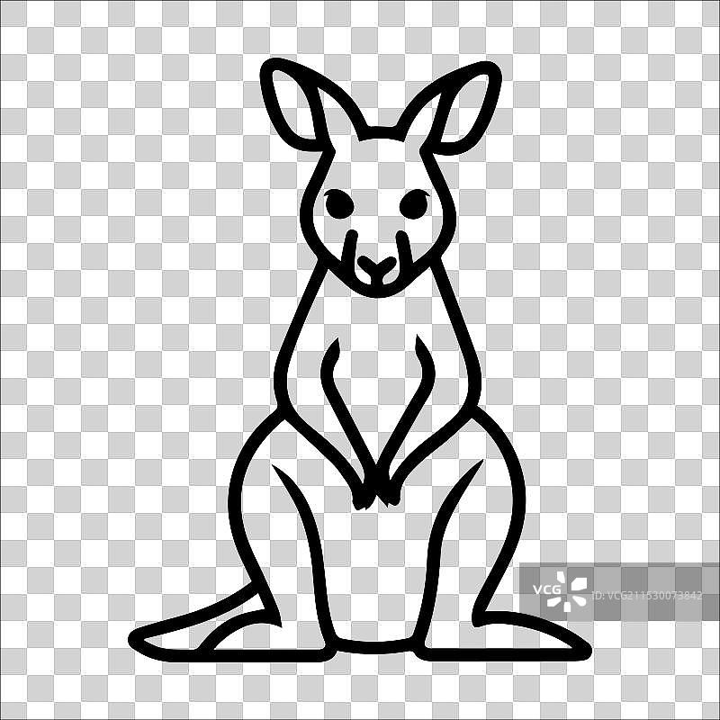 袋鼠图标或现代线条符号线条艺术图片素材