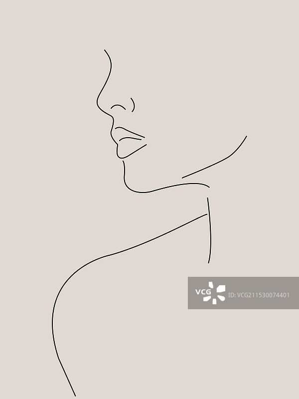 女性侧脸轮廓素描图片素材