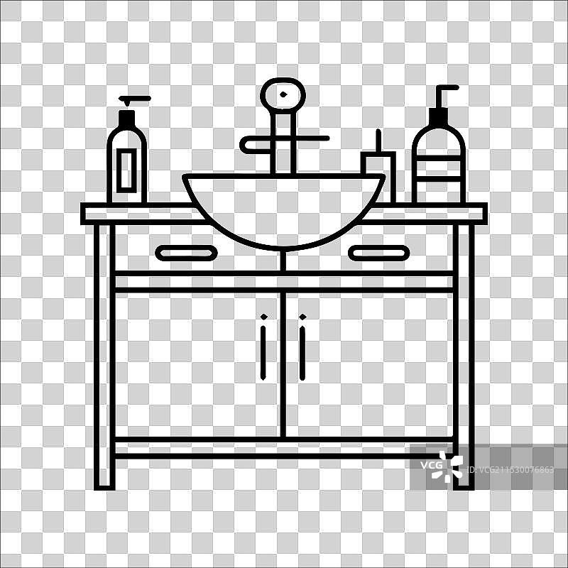 洗手台图标或现代线条符号线条艺术图片素材