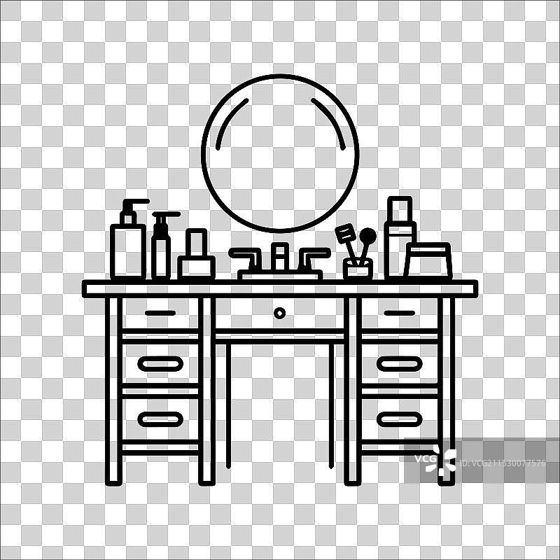 梳妆台图标或现代线条符号图片素材