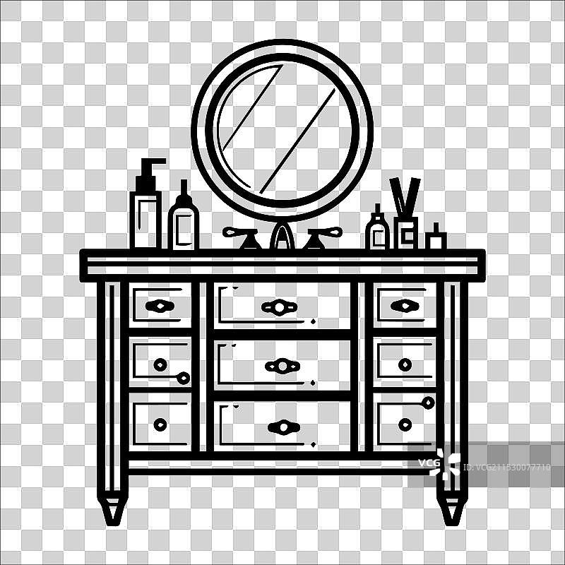 梳妆台图标或现代线条符号图片素材