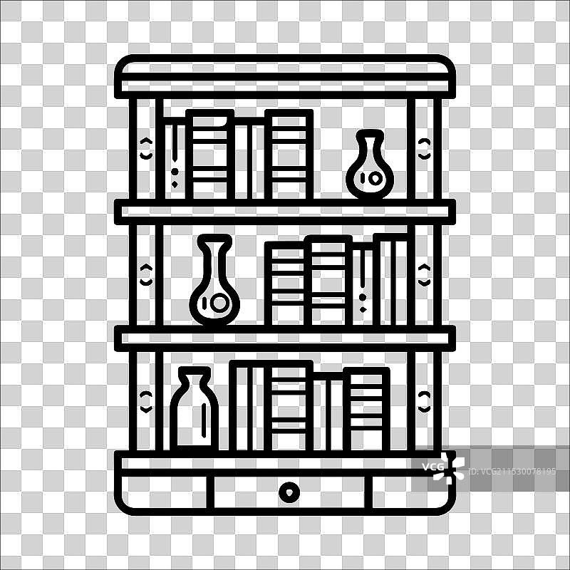 书架图标或现代线条符号线条艺术图片素材