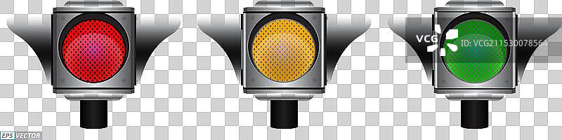 一组带闪光灯的真实交通信号灯图片素材