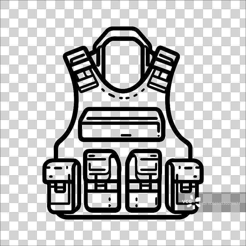 军事背心图标或现代线条符号线条艺术图片素材