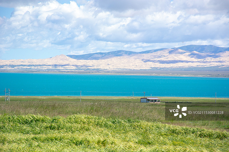 海北刚察县高原海滨藏城景区图片素材
