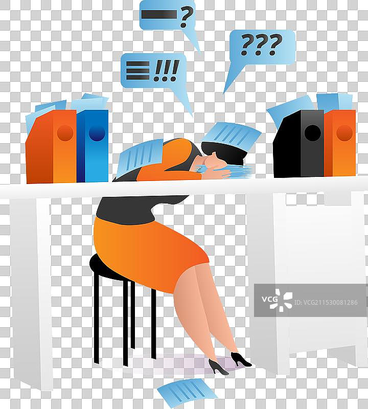 办公室女员工感到压力大图片素材