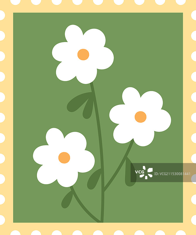 带有洋甘菊的邮票图片素材