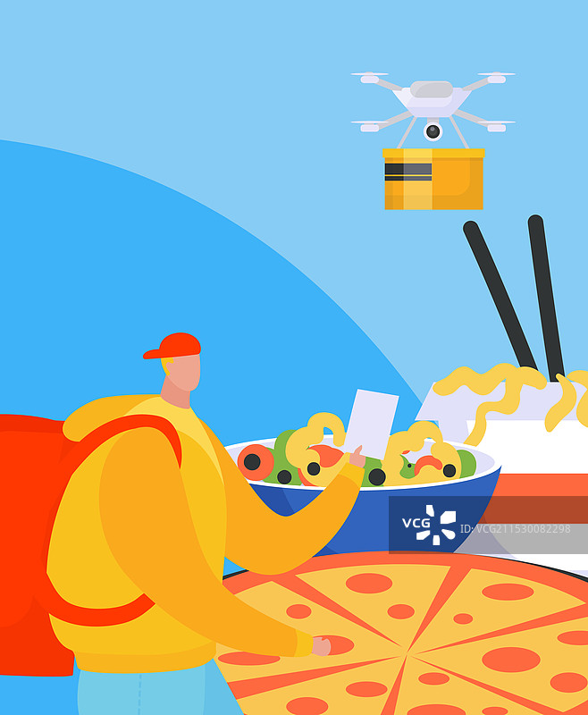 现代科技送餐无人机快餐比萨图片素材