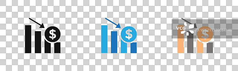 经济损失图标线条艺术标志集图片素材