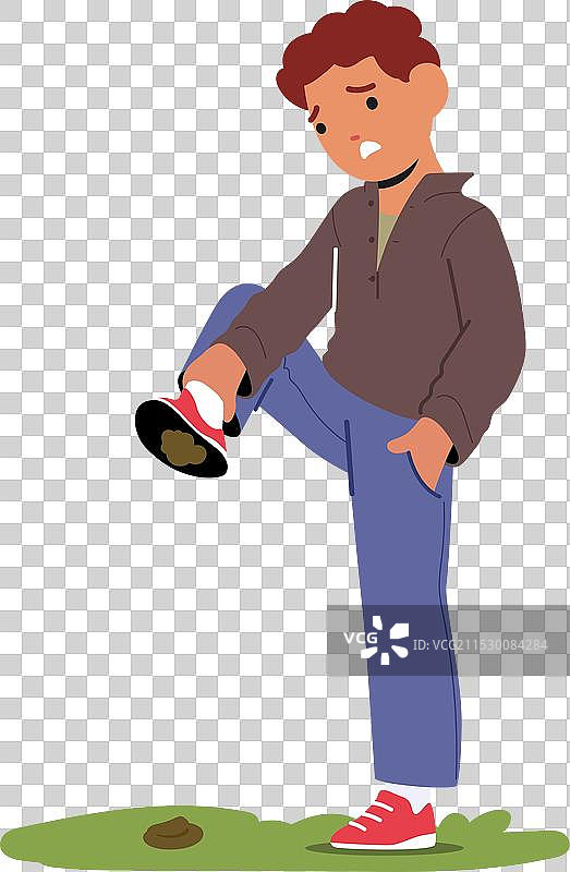 男孩角色毫无察觉地踩进了一堆东西图片素材