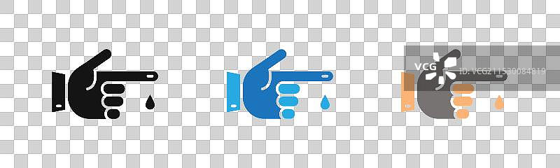 带血滴的手图标线条艺术标志集图片素材