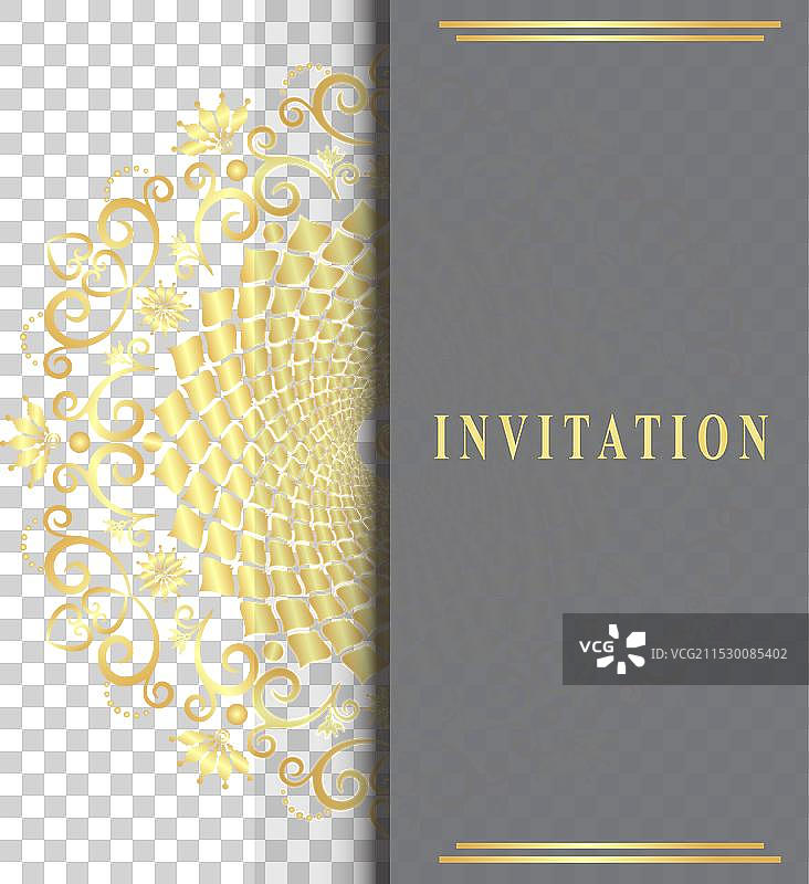 复古框架上有蕾丝金色曼陀罗，背景为深色图片素材