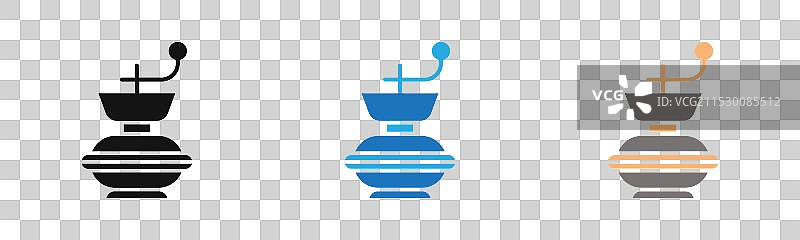 手动咖啡磨豆机图标线条艺术标志集图片素材