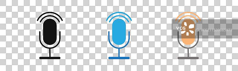 播客图标线条艺术标志集图片素材