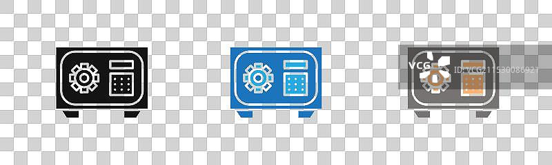 保险箱图标线条艺术标志集图片素材