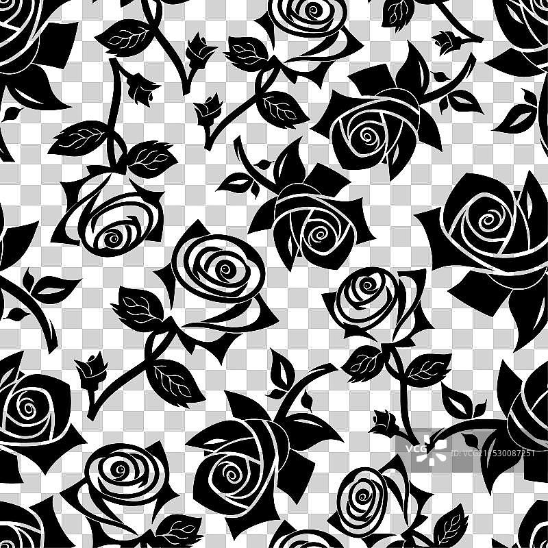 无缝图形花卉图案，黑色玫瑰图片素材