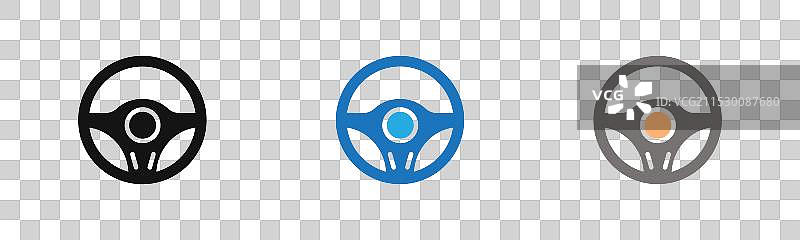 方向盘图标线条艺术标志集图片素材