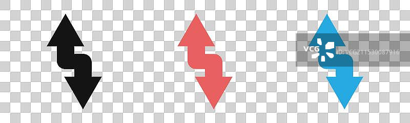 上下箭头图标线条艺术标志集图片素材